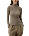 Lilysilk Seamless Silk-cashmere Blend Turtleneck Sweater In Brown