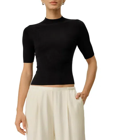 Lilysilk Seamless Silk-cotton Slim-fit Knit Top In Black