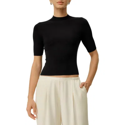 Lilysilk Seamless Silk-cotton Slim-fit Knit Top In Black