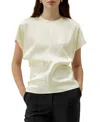 Lilysilk Short Batwing Sleeve Silk Contour Top In White