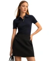 Lilysilk Short Sleeve Silk Polo Shirt In Navy Blue
