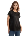 Lilysilk Short Sleeves Round Neck Silk Tee In Black