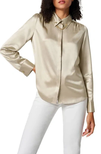 Lilysilk Silk Blouse With Metal Chain In Brown