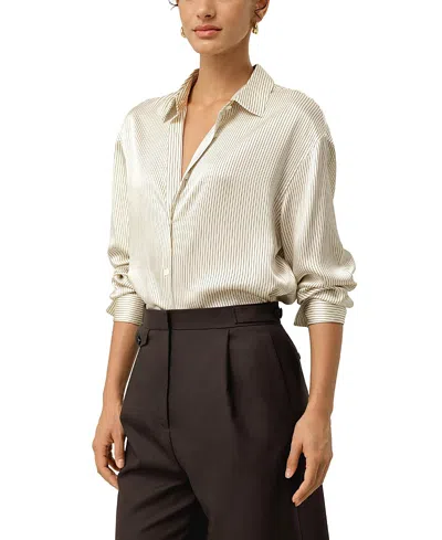 Lilysilk Silk Charmeuse Pinstripe Shirt In Brown