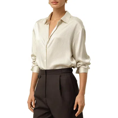 Lilysilk Silk Charmeuse Pinstripe Shirt In White