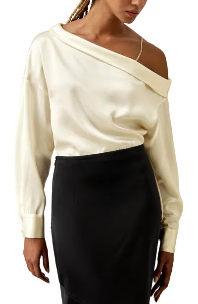 Lilysilk Silk Chic One-shoulder Top In Nude