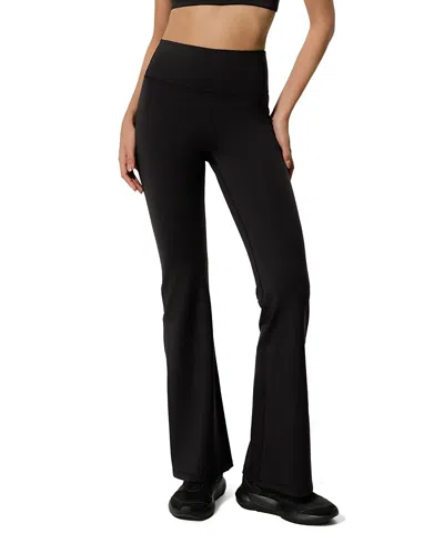 Lilysilk Silk Contour High Rise Flared Drape Flow Leggings In Black