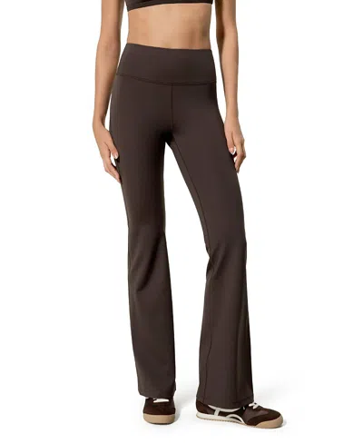 Lilysilk Silk Contour High Rise Flared Drape Flow Leggings In Brown