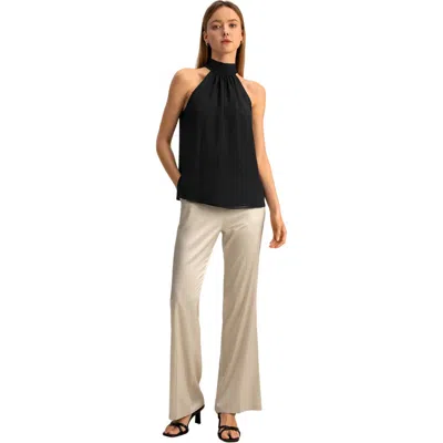 Lilysilk Silk Georgette Halter Neck Top In Black