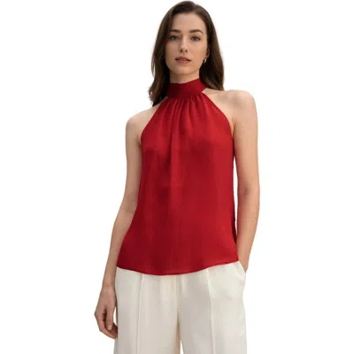 Lilysilk Silk Georgette Halter Neck Top In Pomegranate Red