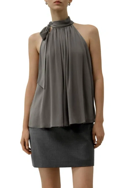 Lilysilk Silk Georgette Tie-neck Blouse In Gray