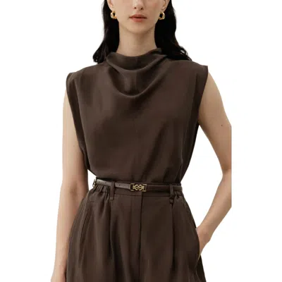 Lilysilk Sand Wash Silk Habotai Sleeveless Top In Brown