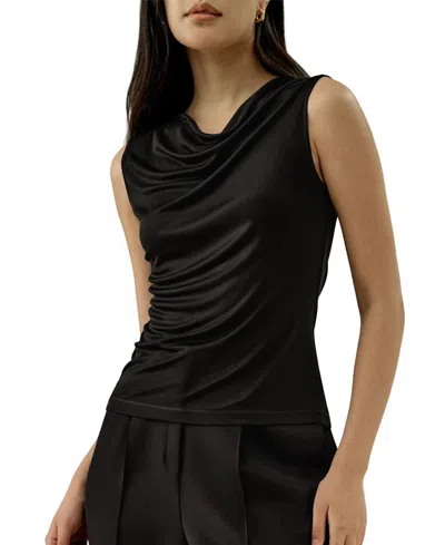 Lilysilk Silk Jersey Cowl-neck Sleeveless Top In Animal Print