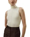 Lilysilk Silk Knitted Turtleneck Sleeveless Top In Neutral