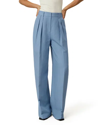 Lilysilk Silk Linen Wide Leg Pant In Blue