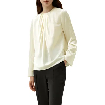 Lilysilk Silk Ruched-neck Top In Lily White