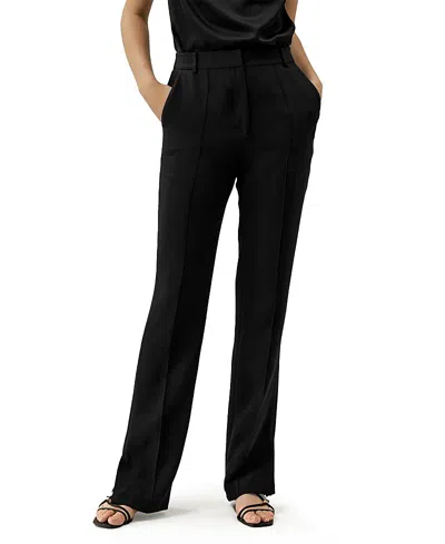Lilysilk Silk Straight Leg Trousers With Side Slit In Black
