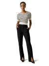 Lilysilk Silk Striped Cropped Knit Top In White With Black Stripes