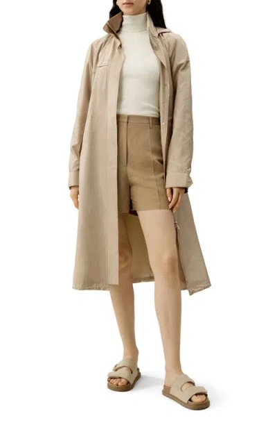 Lilysilk Silk Taffeta Water-repellent Urban Coat In Brown