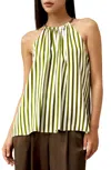 Lilysilk Silk Twill Halter Neck Top In Green
