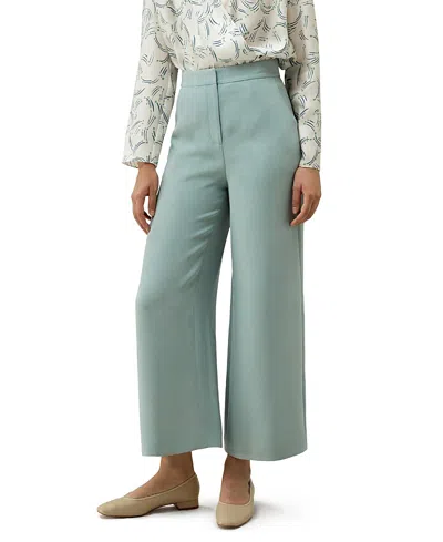 Lilysilk Silk Wide Leg Tailored Pant With Mid Rise In Sea Mist