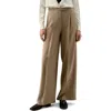Lilysilk Silk-wool Pleated Wide-leg Trousers In Brown