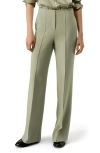 Lilysilk Silk-wool Twill Flare Pants In Green