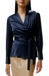 Lilysilk Silk Wrap Blouse In Blue