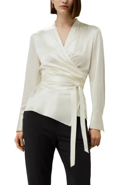Lilysilk Silk Wrap Blouse In White