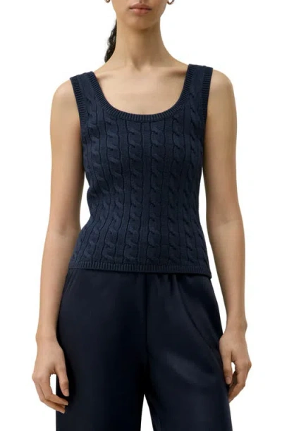 Lilysilk Silk-cotton Cable-knit Tank In Black