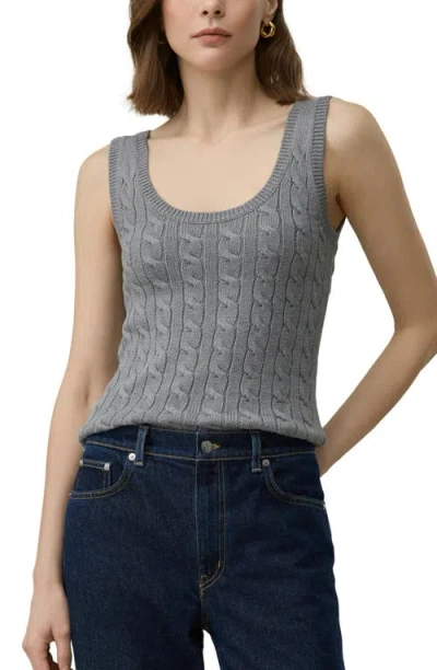 Lilysilk Silk-cotton Cable-knit Tank In Gray