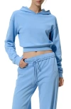 Lilysilk Silkerry Cropped Fit Seamflow Poise Pullover Hoddie In Blue