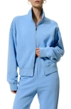 Lilysilk Silkerry Oversized Heirloom '89 Zip Stand Collar Jacket In Blue