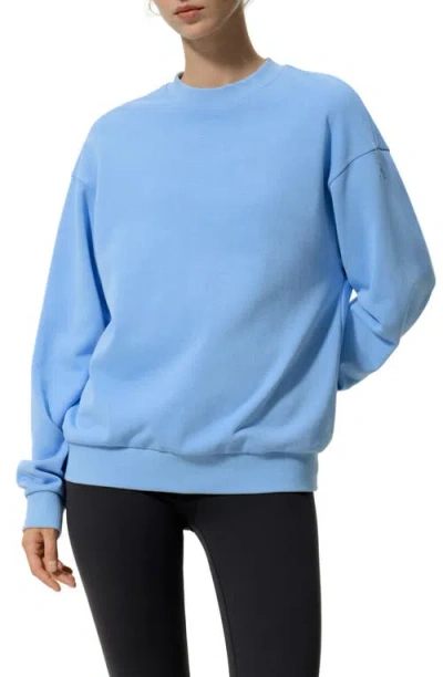 Lilysilk Silkerry Oversized Porchlight Balance Crew Pullover Sweatshirt In Blue