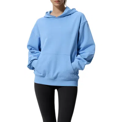 Lilysilk Silkerry Oversized Seamflow Douceur Stand Collar With Half-zip Hoodie In Blue
