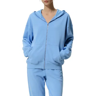 Lilysilk Silkerry Oversized Seamflow Verge Full-length Front Zip Hoodie In Blue