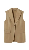 Lilysilk Single Button Sleeveless Lapel Blazer In Brown
