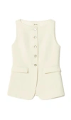 Lilysilk Sleeveless Button Up Silk Vest In White