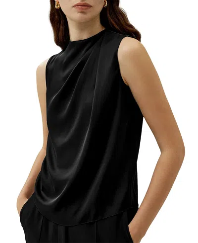 Lilysilk Sleeveless Minimalist Silk Top In Black