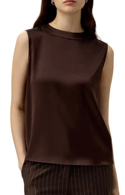 Lilysilk Sleeveless Round Neck Silk Top In Brown