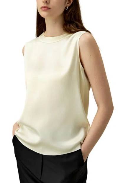 Lilysilk Sleeveless Round Neck Silk Top In Neutral