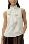 Lilysilk Sleeveless Tie-neck Silk Blouse In White