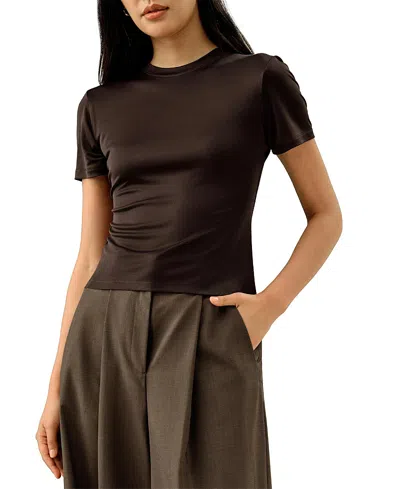 Lilysilk Slim Fitted Silk Jersey Tee In Brown