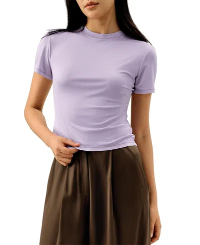 Lilysilk Slim Fitted Silk Jersey Tee In Purple