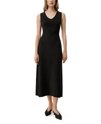 Lilysilk Soleil Silk-viscose Knit V-neck Dress In Black