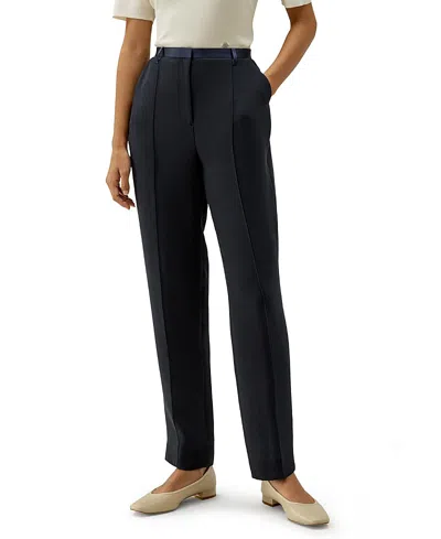Lilysilk Sophisticated Slim-fit Adjustable Silk Ankle Pants In Midnight Blue