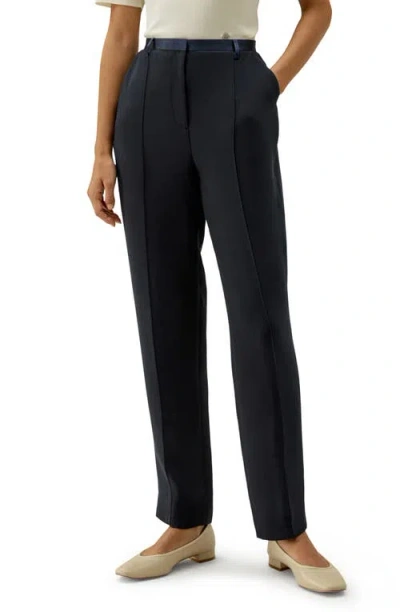 Lilysilk Sophisticated Slim-fit Adjustable Silk Ankle Pants In Midnight Blue