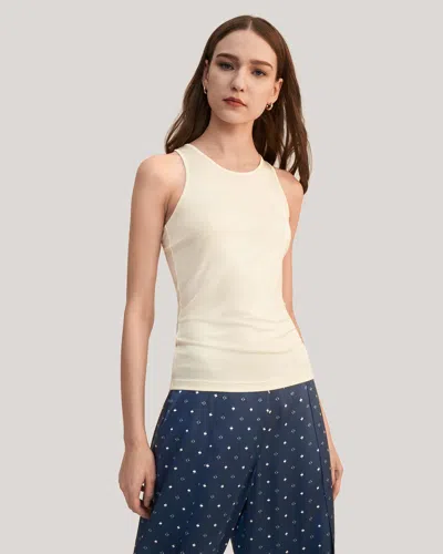 Lilysilk Spartium Racer-back Silk Jersey Tank For Women In Neutral