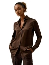 Lilysilk Spread Collar Silk Shirt In Chocolate