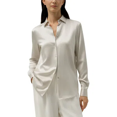 Lilysilk Spread Collar Silk Shirt In Neutral